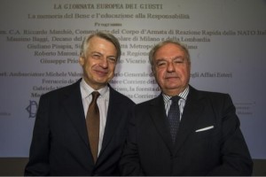 Il presidente di IEA e di Assoedilizia Achille Colombo Clerici con Ferruccio De Bortoli